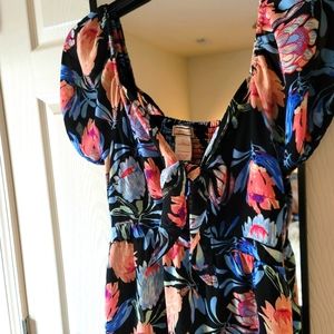 Tropical Floral Flying Tomato Dress Size L